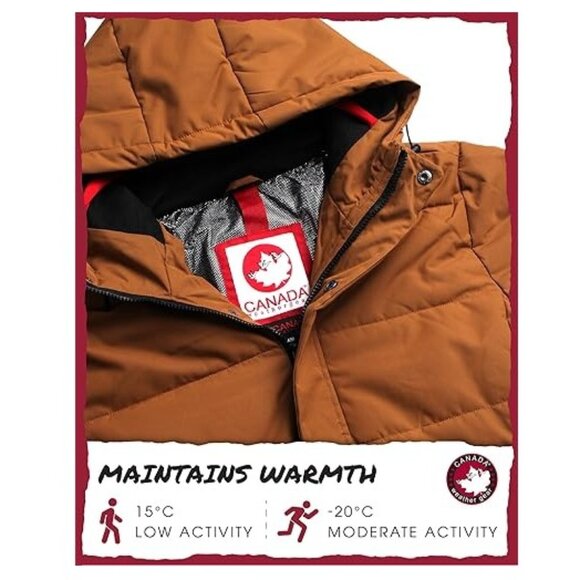 Carhartt color Canada Weathergear Puffy Fake Fur Trim Hooded Parka Jacket XL - Picture 5 of 7